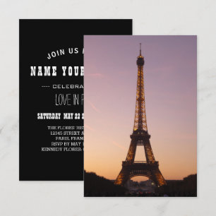 eiffel tower sunset invitation