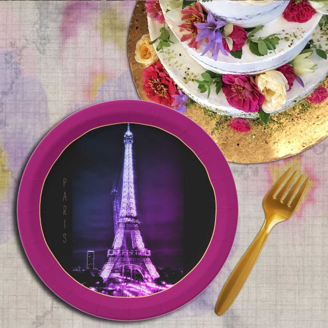 Eiffel Tower & Surreal Paris Art /love France BP Paper Plate (Creator Uploaded)