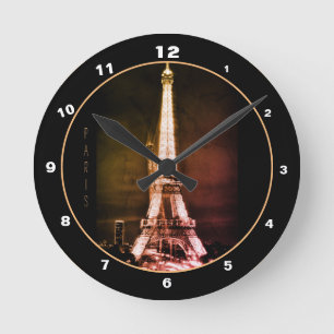 Eiffel Tower & Surreal Paris Art /love France BV Round Clock