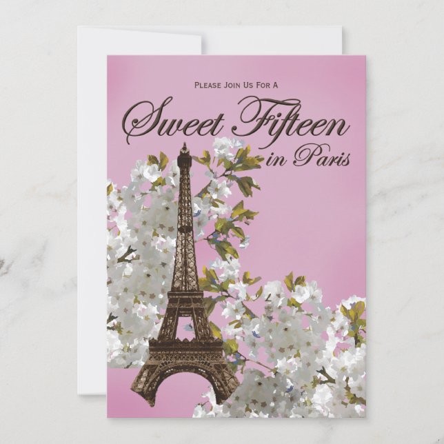 Eiffel Tower Sweet 15 Fifteen Invitations Lilac (Front)