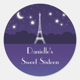 Eiffel Tower Sweet Sixteen Favour Sticker