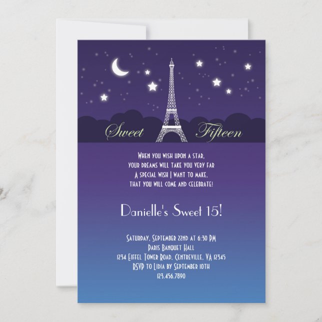 Eiffel Tower Sweet Sixteen Invitation (Front)