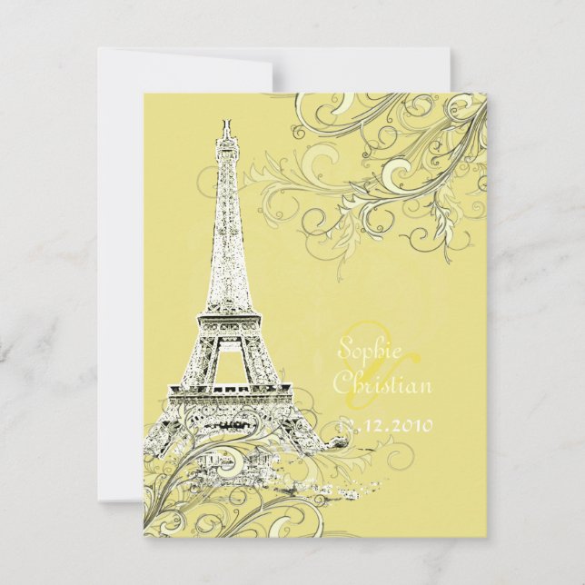 Eiffel Tower + swirls  Wedding Invitations (Front)