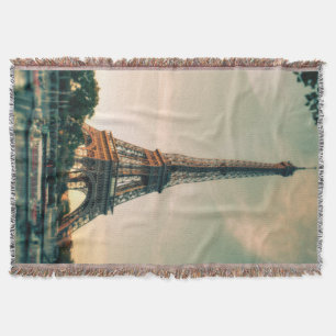 Eiffel tower throw pillow blanket