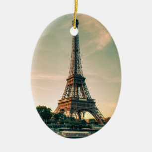 Eiffel tower throw pillow ceramic ornament