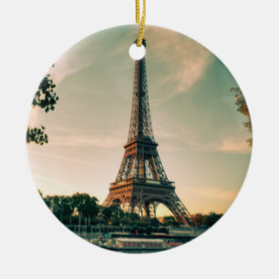 Eiffel tower throw pillow ceramic ornament