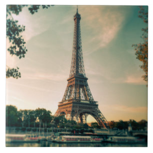 Eiffel tower throw pillow ceramic tile