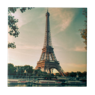 Eiffel tower throw pillow ceramic tile