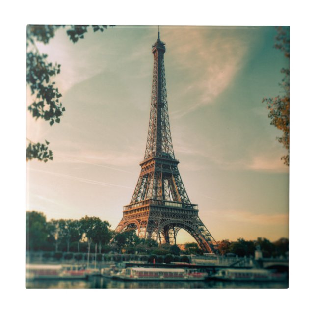 Eiffel tower throw pillow ceramic tile (Front)