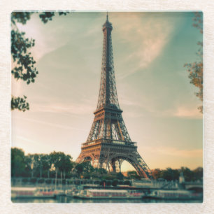 Eiffel tower throw pillow glass coaster