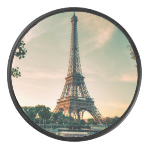 Eiffel tower throw pillow hockey puck