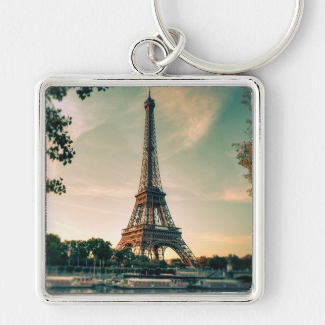 Eiffel tower throw pillow key ring (Front)