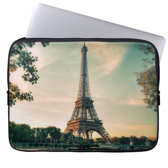 Eiffel tower throw pillow laptop sleeve (Front)