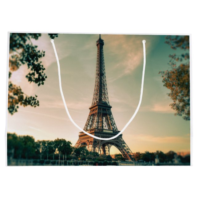 Eiffel tower throw pillow large gift bag (Back)