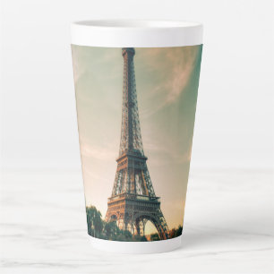 Eiffel tower throw pillow latte mug