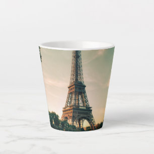 Eiffel tower throw pillow latte mug