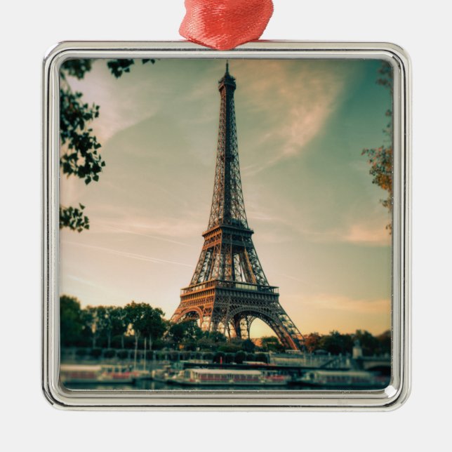 Eiffel tower throw pillow metal ornament (Front)