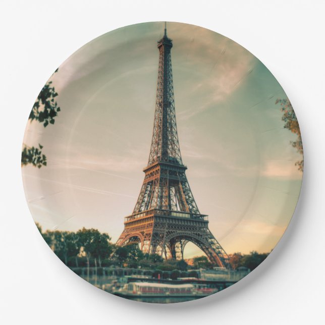 Eiffel tower throw pillow paper plate (Front)