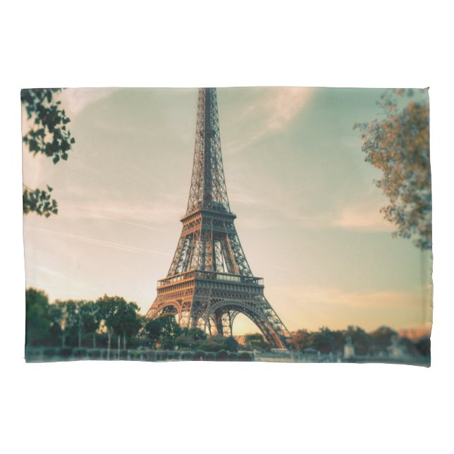 Eiffel tower throw pillow pillowcase (Front-Left)