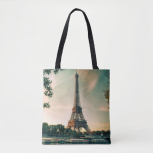 Eiffel tower throw pillow tote bag