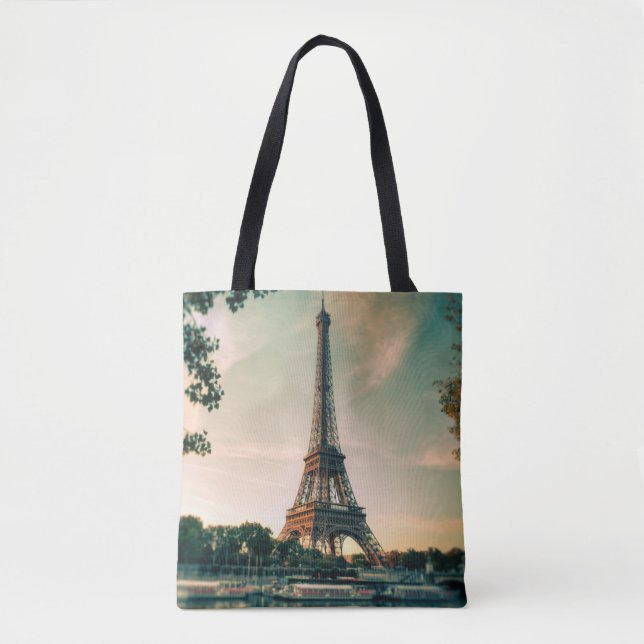 Eiffel tower throw pillow tote bag (Front)