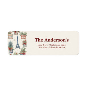 Eiffel Tower, Topiaries Paris Christmas Address Return Address Label