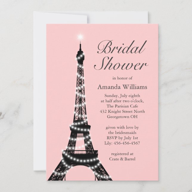 Eiffel Tower Twinkles Bridal Shower Invitation (Front)