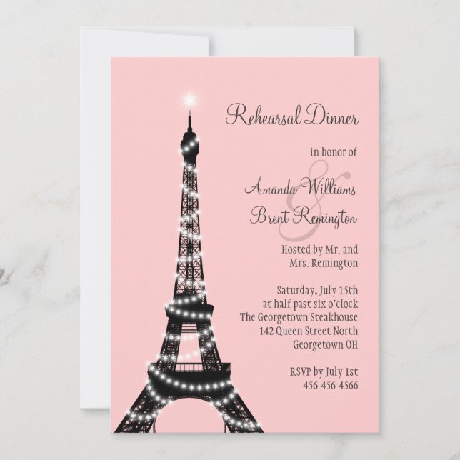 Eiffel Tower Twinkles Rehearsal Dinner Invitation (Front)
