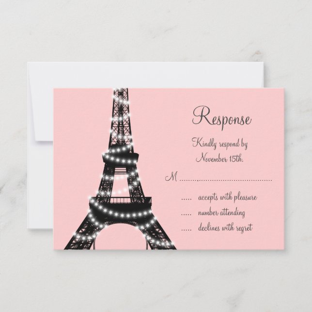 Eiffel Tower Twinkles RSVP (pink) (Front)