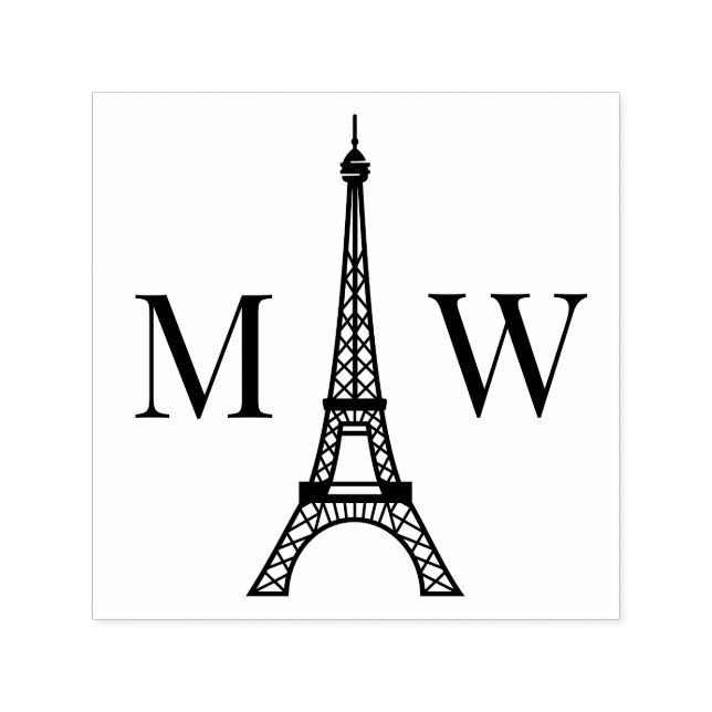 Eiffel Tower Two Initial Couple Wedding Monogram 2 Self-inking Stamp (Design)