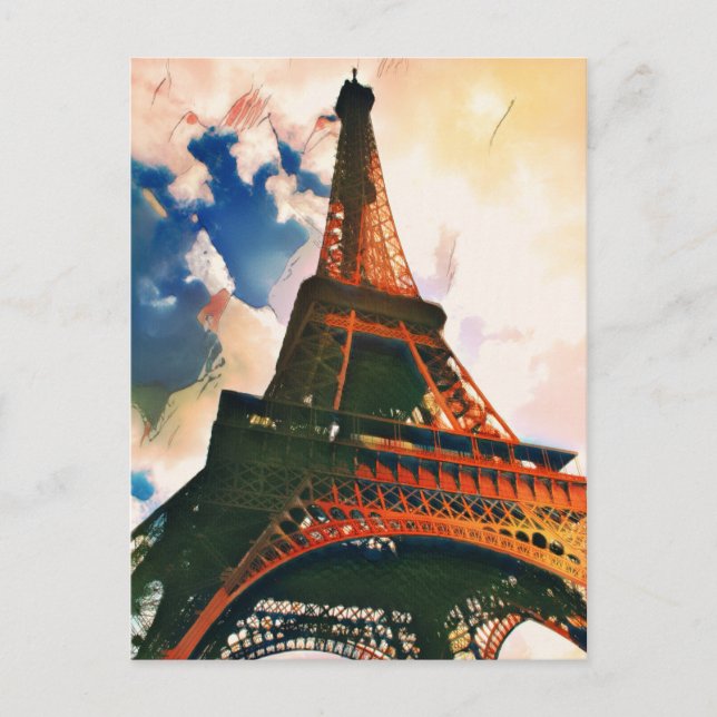 Eiffel Tower ukiyo-e Postcard (Front)