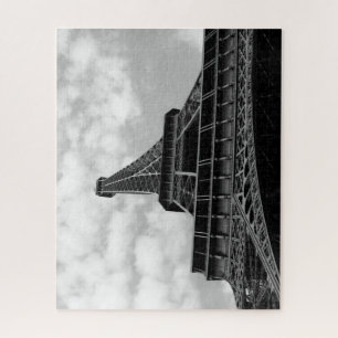 Eiffel Tower view from bellow - Black and white Jigsaw Puzzle
