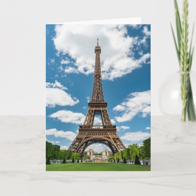 Eiffel Tower View from Champ de Mars Public Park Card (Front)