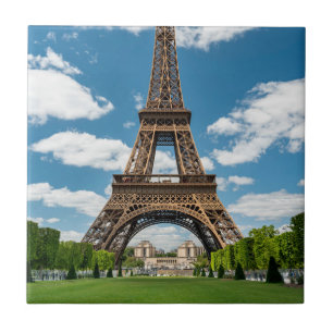 Eiffel Tower View from Champ de Mars Public Park Ceramic Tile