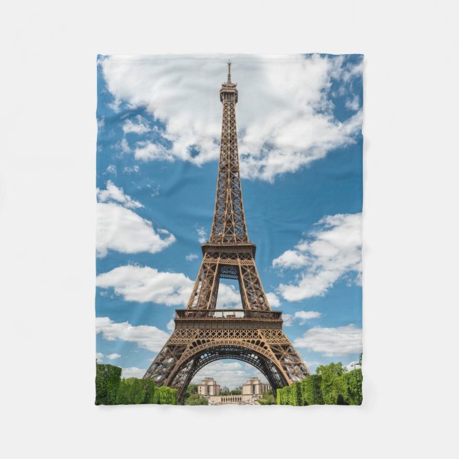 Eiffel Tower View from Champ de Mars Public Park Fleece Blanket (Front)