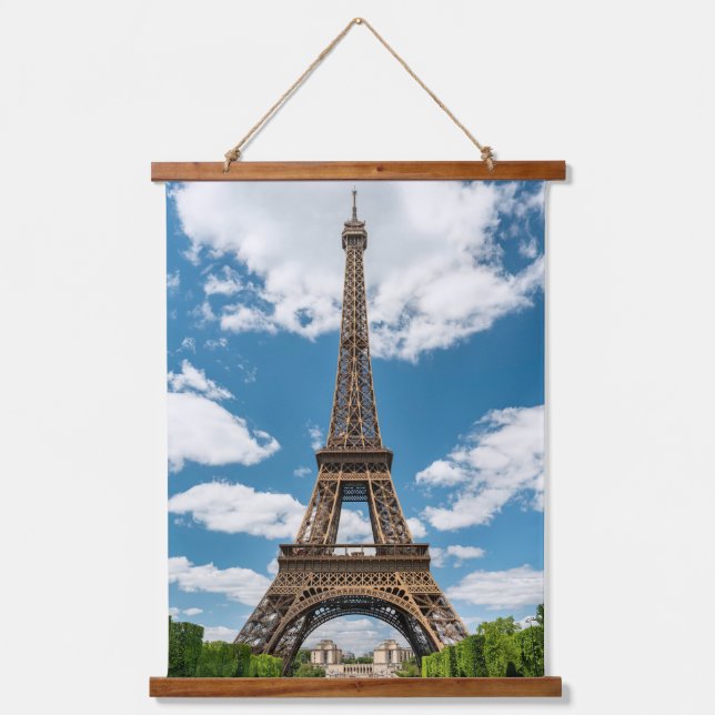 Eiffel Tower View from Champ de Mars Public Park Hanging Tapestry (Front)
