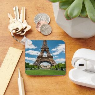 Eiffel Tower View from Champ de Mars Public Park Key Ring
