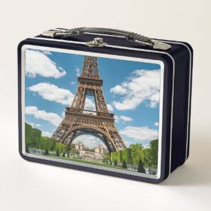 Eiffel Tower View from Champ de Mars Public Park Metal Lunch Box