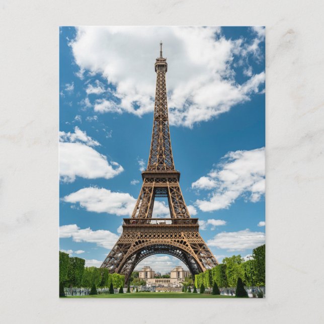 Eiffel Tower View from Champ de Mars Public Park Postcard (Front)