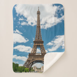 Eiffel Tower View from Champ de Mars Public Park Sherpa Blanket