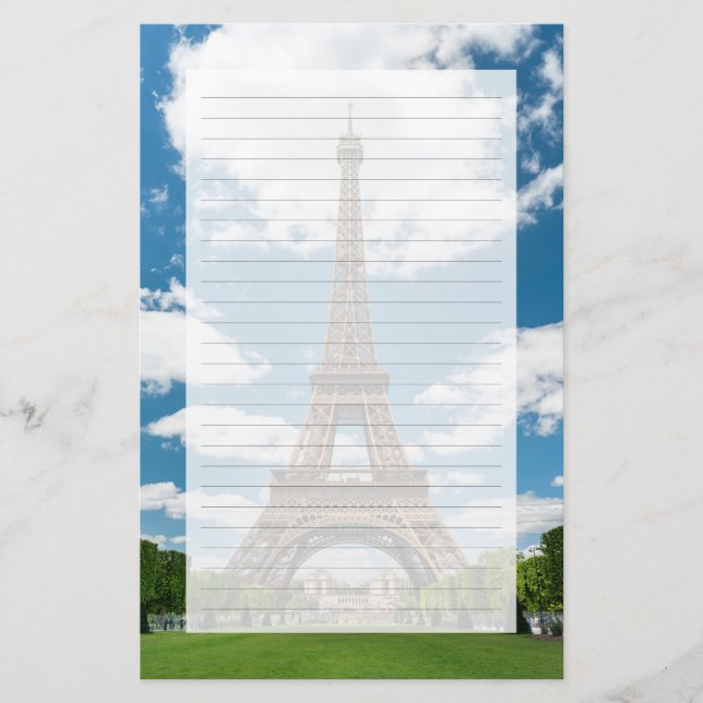 Eiffel Tower View from Champ de Mars Public Park Stationery (Front)