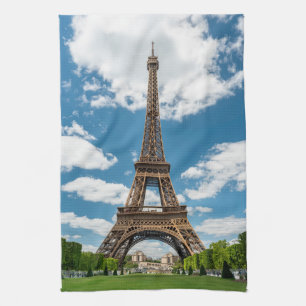 Eiffel Tower View from Champ de Mars Public Park Tea Towel