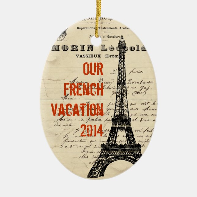 Eiffel Tower Vintage French Ornament (Front)