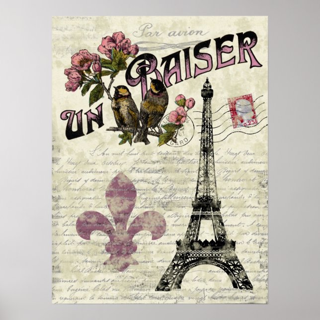 Eiffel Tower Vintage French Poster (Front)