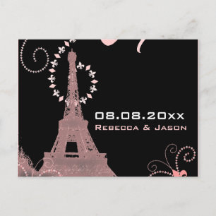 eiffel tower vintage paris save the date announcement postcard