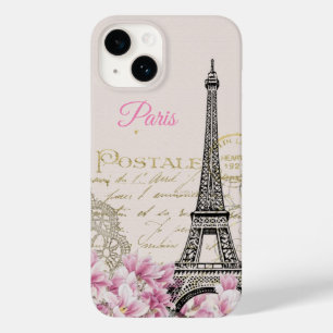 Eiffel Tower vintage postcard Magnolias  Case-Mate iPhone 14 Case