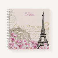 Eiffel Tower vintage postcard Pink Magnolias