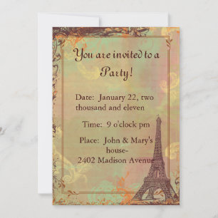Eiffel Tower Vintage Style Invitation Card