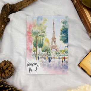 Eiffel Tower Watercolor Dreamscape Postcard