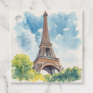 Eiffel Tower Watercolor Paris France Painted Favour Tags